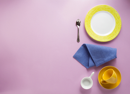 kitchenware at abstract colorful backgroundの写真素材