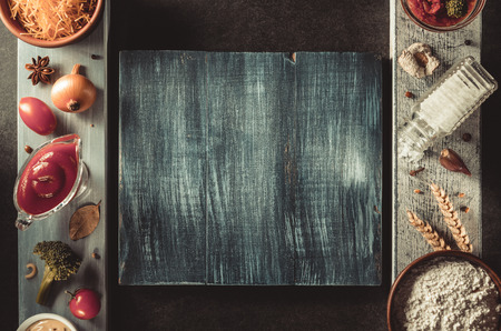 spice and herb on dark backgroundの写真素材