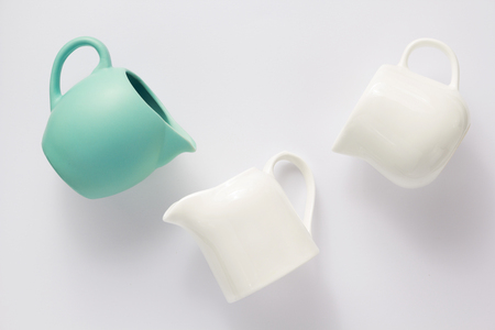 empty cream jug on white background, top viewの写真素材