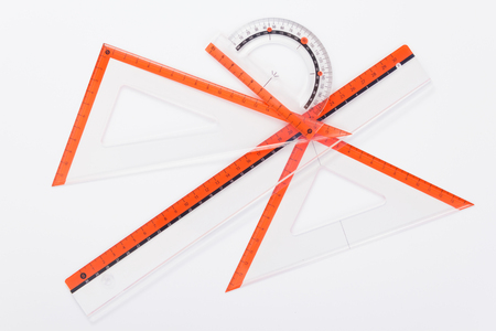 ruler metric at white background, top viewの写真素材