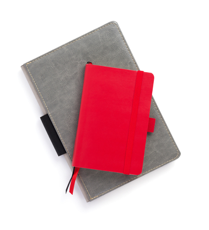 notebook or notepad at white background, top viewの写真素材