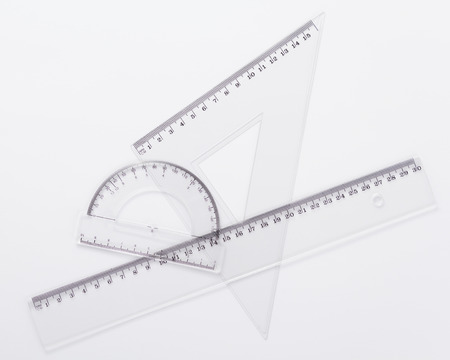 ruler metric at white background, top viewの写真素材
