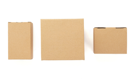 cardboard box on white background textureの写真素材