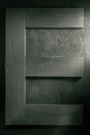 wooden plank board at black background textureの写真素材