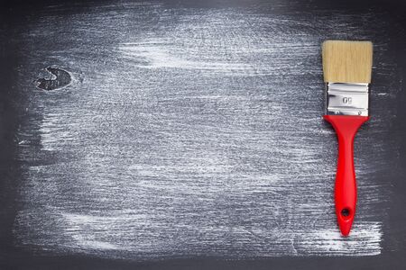 paint brush on wooden  backgroundの写真素材