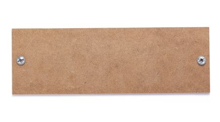 Wooden nameplate or wall sign isolated at white