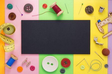 Sewing tools and accessories at paperの写真素材