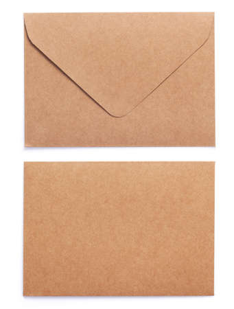 cardboard postal envelope isolated on white background