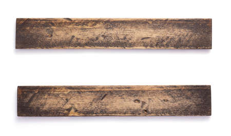 aged wooden board, beam or bars isolated on white background