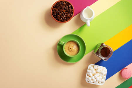 coffee cup at abstract paper background texture as minimalism concept styleの写真素材