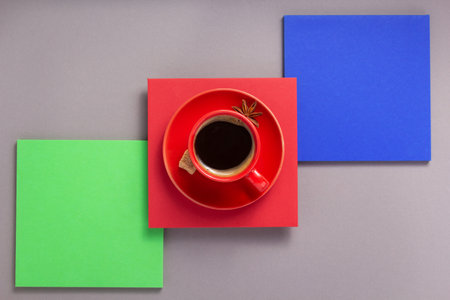 cup of coffee at abstract background, paper surface texture