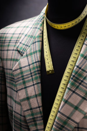 blazer jacket on male tailor mannequin, creative concept of clothes atelierの写真素材