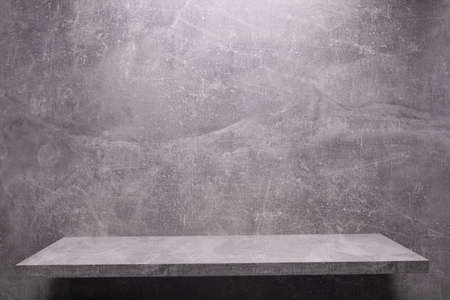 Abstract grey stone background texture and shelf at wall. Book shelf at wall background surface