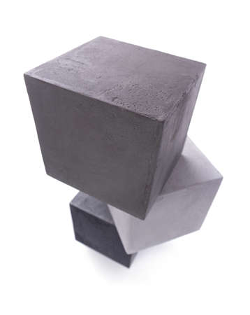 Concrete cube or cement brick isolated on white background. Construction block isolate
