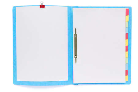 Paper folder and blank sheet isolated on white background