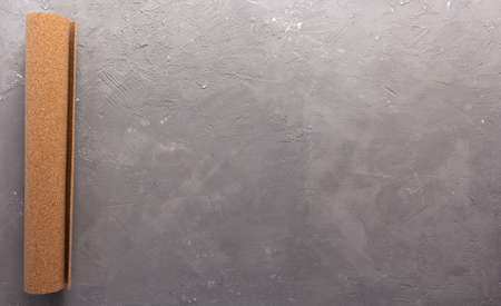 Concrete floor on cork background texture. Cement floor and corkboard  with copy spaceの写真素材