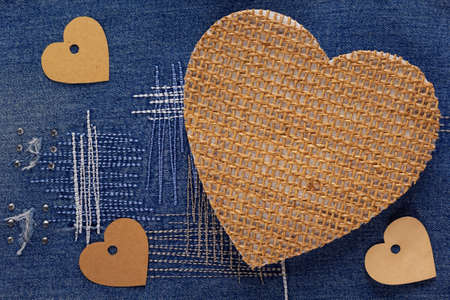 Blue jeans denim background texture. Jeans fabric as material surface