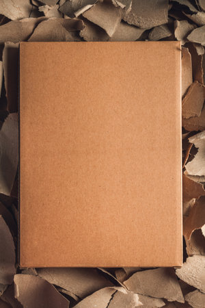 Waste paper with cardboard box background texture. Recycling concept and brown cardboard heapの写真素材