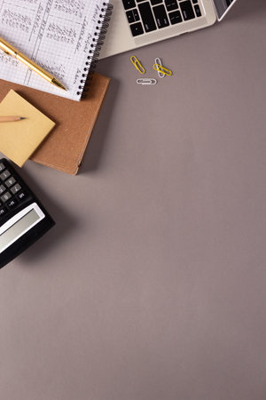 Business or student workplace and stationary supplies at table background. Study learning concept ideaの写真素材