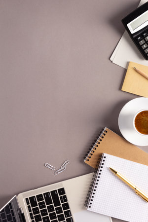 Business or student workplace and stationary supplies at table background. Study learning concept ideaの写真素材