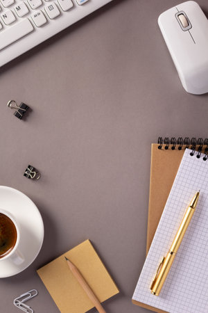 Business or student workplace and stationary supplies at table background. Study learning concept ideaの写真素材