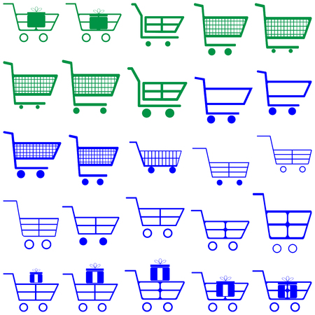 Blue and green carts - set icons.のイラスト素材