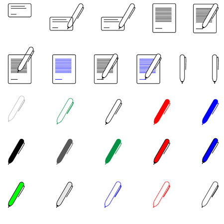 Pen and paper different colours - icons set.のイラスト素材