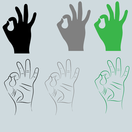 The black and other color hand with sign Ok it is set icons.のイラスト素材