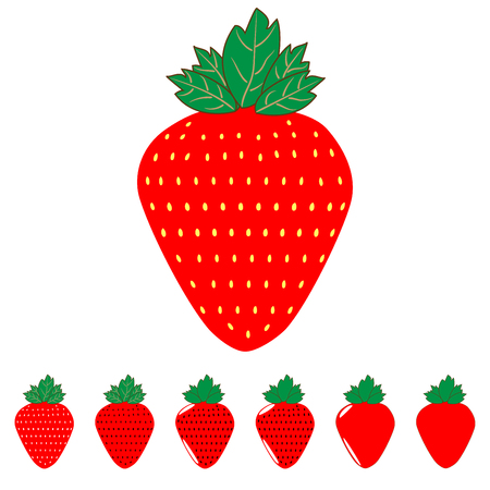 The red strawberry and strawberries it is set.のイラスト素材