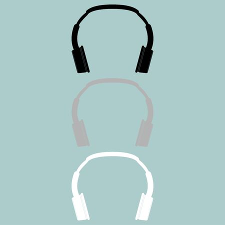 Headphones earphones double head receiver earpieces icon. Set icons.のイラスト素材