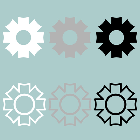 Gear icon black grey white. Set icons.のイラスト素材