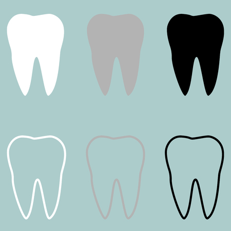 White grey black tooth icon. Set icons.のイラスト素材