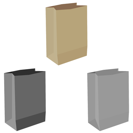 Paper bag or sack for buying set.のイラスト素材