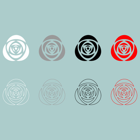 Rose white grey black red icon set.のイラスト素材