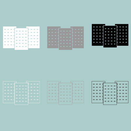 Three building white grey black colour icon set.のイラスト素材