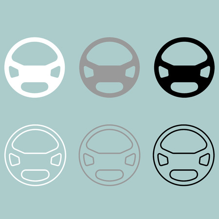 Rudder or steering wheel icon setのイラスト素材