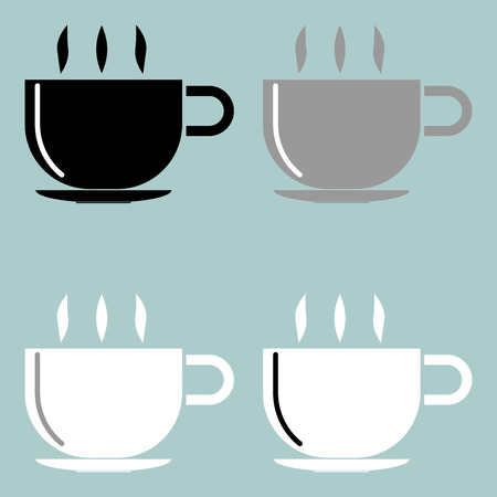 Cup black grey black icon set.のイラスト素材