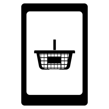 Smartphone and cart it is the black color icon .のイラスト素材