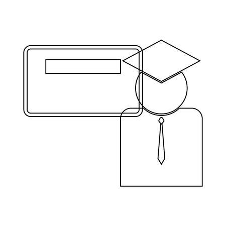 Scientist at the board it is the black color icon .のイラスト素材