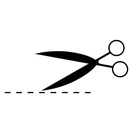 Scissor with cut line  it is the black color icon .のイラスト素材