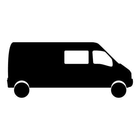 Minibus black color iconのイラスト素材