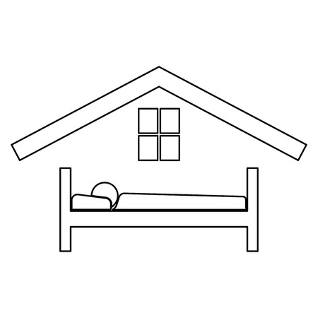 Man in bed hotel it is the black color icon .のイラスト素材