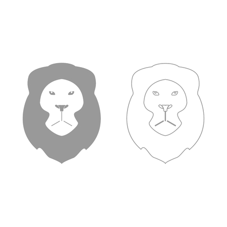 Lion head in grey set icon .のイラスト素材