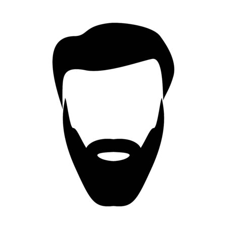 Head with beard and hair black it is black color icon .のイラスト素材