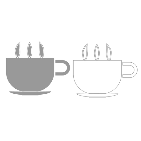 Cup with hot tea or coffee it is grey set  icon .のイラスト素材