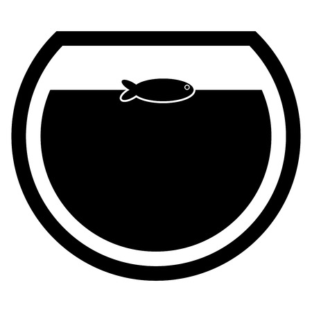 Fish in round aquarium black it is black color icon .のイラスト素材