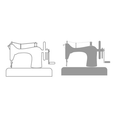 Sewing machine it is grey color set icon .のイラスト素材