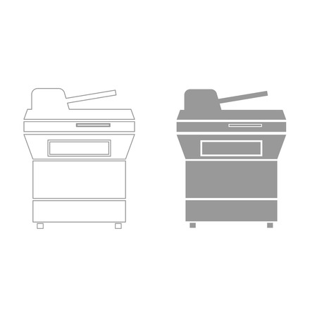 Multifunction printer or automatic copier it is grey color set icon .のイラスト素材