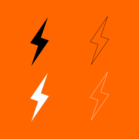 Lightning it is  black and white set icon .のイラスト素材