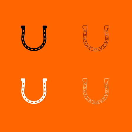 Horseshoe  it is  black and white set icon .のイラスト素材